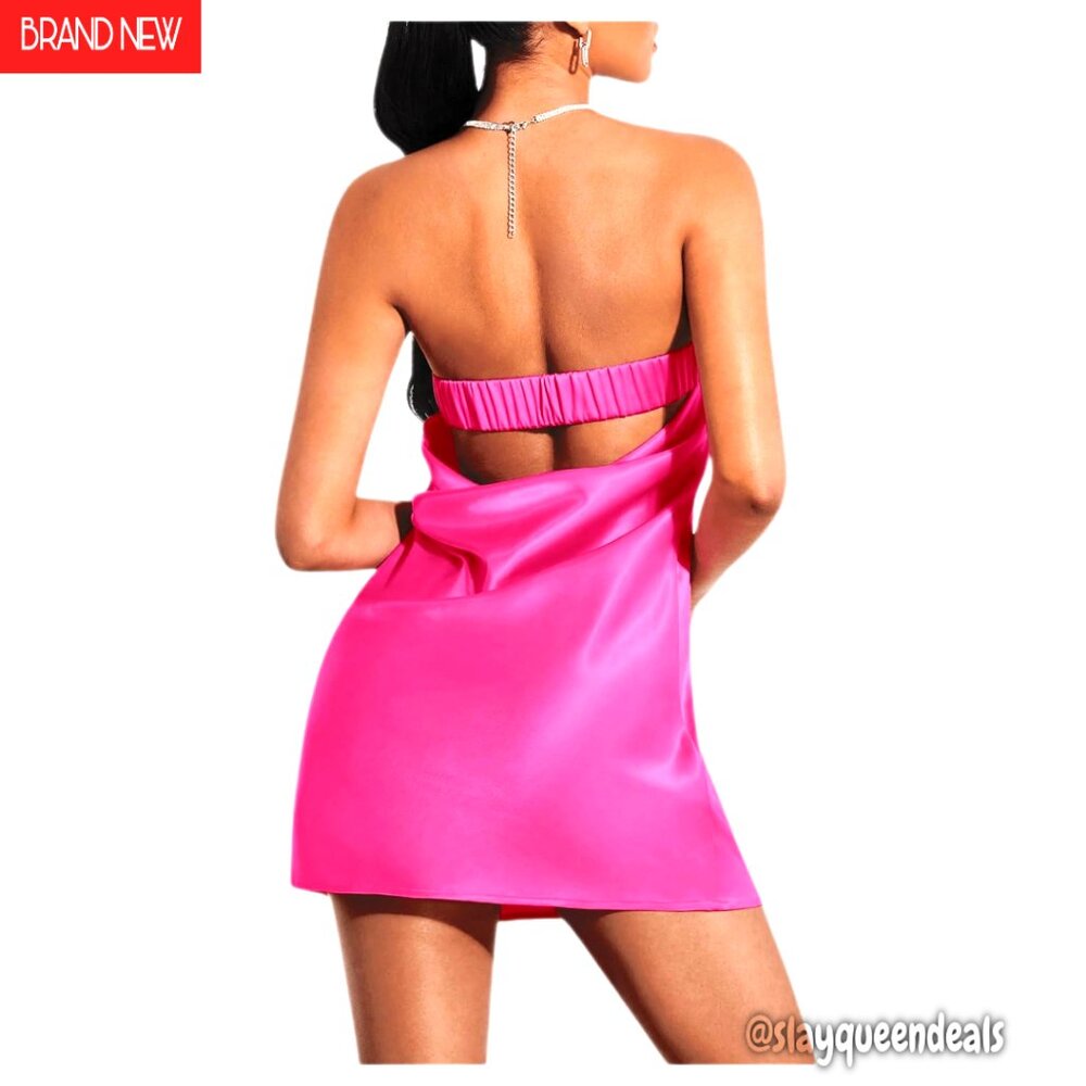 Strapless Satin Mini Dress With Cut Out Back For Night Out